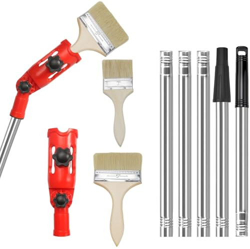 CHSEROK Perche Telescopique Peinture, 1,97 m Rallonge de Pinceau Multi-Angle, Acier Inoxydable et ABS Barre D'extension de Rouleau de Peinture, avec 2 Brosses, pour Hauts Plafonds, Murs, Décoration