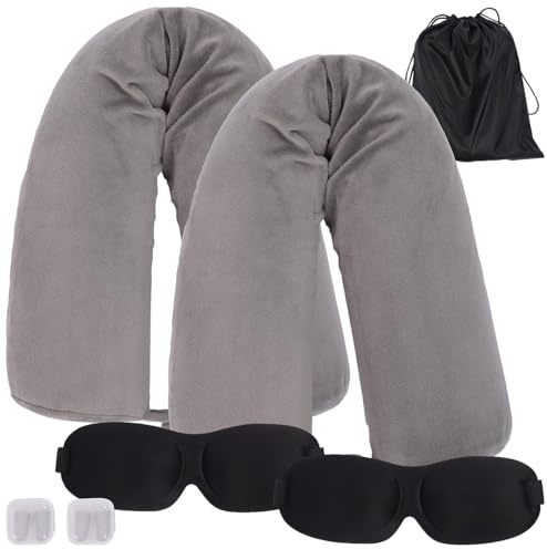 Newgen Medicals langes Nackenkissen: 2er-Set Memory-Schaum Reise- und Nackenkissen, formbar (ergonomisches, Orthopädisches)