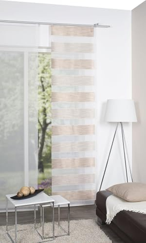 BB-Toy-Trades Schiebevorhang Vorhang Gardine Fensterschal Flächenvorhang Schiebegardine mit Querstreifen und Paneelwagen 60 x 245 cm in Beige