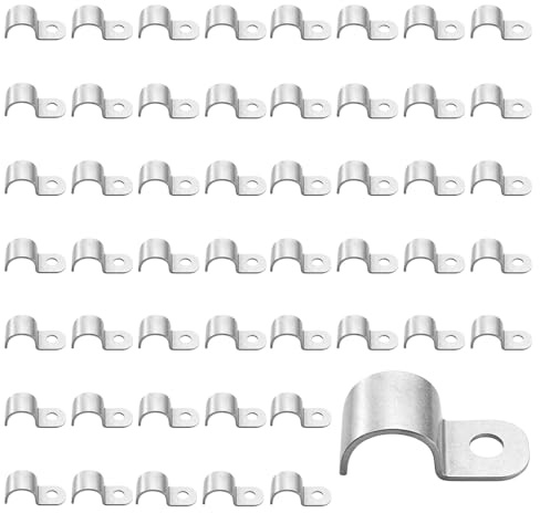 Ebksqs Kabelschellen zum Schrauben – 50 Stück Edelstahl 304 Kabelklemmen & Rohrschellen, Schraubbarer Kabelhalter für Kabel Ø 9-10 mm, Metall Kabelschelle zur Wandmontage