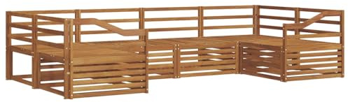 vidaXL Sofagarnituren 6 pcs Natur Massivholz Akazie, Moderner Garten-Sofa, strapazierfähiges Terrassen-Set, Bequeme Sitzmöbel für Deine Lounge-Atmosphäre