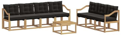 vidaXL Outdoor-Sofagarnitur mit Kissen 8 pcs Weiß und Schwarz, Moderner Garten-Sofa, strapazierfähiges Outdoor-Sektionen-Set, bequemes Terrassenmöbel, ideal zum Entspannen