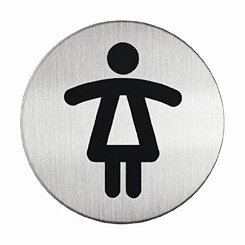 Durable Selbstklebendes Piktogramm WC Damen (83 mm, kratzfest, Edelstahl-Türschild), 5 Stück