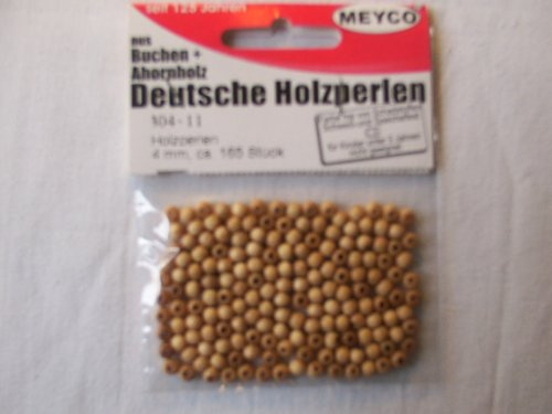 165 Holzperlen, ø 4mm -natur- schweiß- und speichelfest