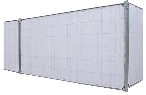 NOOR Bauzaun-Plane Profi 176 x 341 cm (Standardmaß) I wasserdichte Abdeckplane mit Ösen aus belastbarem PE-Gewebe 140 gr/m² I Hochwertige Sichtschutz-Plane I 2 Jahre Garantie I In- & Outdoor I Weiß