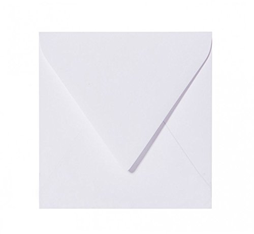 Paper24 25 sehr schöne Quadratische Briefumschläge (120g) Polar Weiß 160 x 160 mm 16 x 16 cm , mit Dreieckslasche