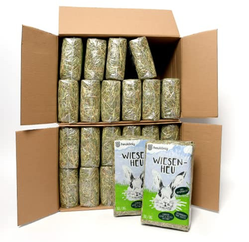 48 kg Wiesenheu in handlichen 1kg Beuteln (48kg) - Futter und Einstreu für Kleintiere