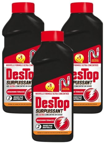 Destop Pro Gel déboucheur canalisation - lot de 3 bouteilles de 500ml