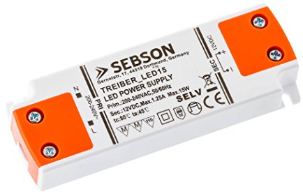 SEBSON 15W LED Treiber/LED Trafo - 12V Konstante Ausgangsspannung - Transformator, Netzteil für LED Lampen G4, MR11, GU5.3, MR16-102x35x16mm