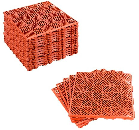 KCT 4 Pack - Coloured Garden Non Slip Interlocking Path Tiles - 20 Pieces Total Weatherproof Decking Boards