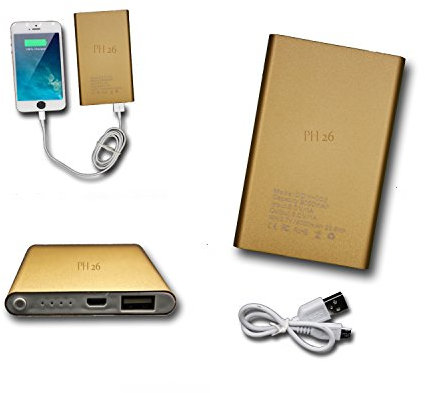 PH26 Batterie USB Externe de Secours 8000mAh avec LED (câble Inclus) Power Bank Or Gold Output Intelligent Quick Charge pour Qilive 5 4G by