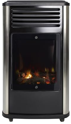 Manhattan real flame Log effect calor gas mobile portable heater