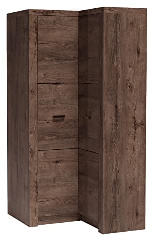 Mirjan24 Eckkleiderschrank Indiano I-14K, Eckschrank mit Kleiderstange und Einlegeböden, Drehtürenschrank, Kleiderschrank (Esche Dunkel)