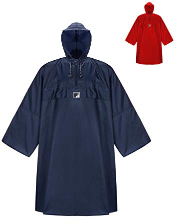 HOCK Wander Regenponcho 'Wetter AS Klima' mit langen Ärmeln - Der atmungsaktive Outdoor Poncho für Damen und Herren - Regencape mit weitem Schnitt für's Wandern mit Rucksack - Blau XL