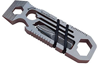 EverRatchet - EDC Titanium Klingenloses Multitool - 17-in-1 Schlüsselanhänger Taschenwerkzeug mit Ratsche, Flaschenöffner, 7 Schraubenschlüssel, Schraubendreher & Brechstange - Perfektes