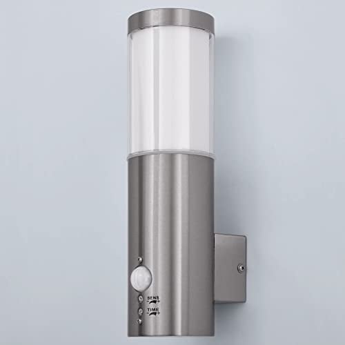 max K O M F O R T KALISTA Außenwandleuchte LED 5 W GU10 Edelstahl IP44 Bewegungsmelder 120° 3000K Warmweiß Energiesparend Modell 385