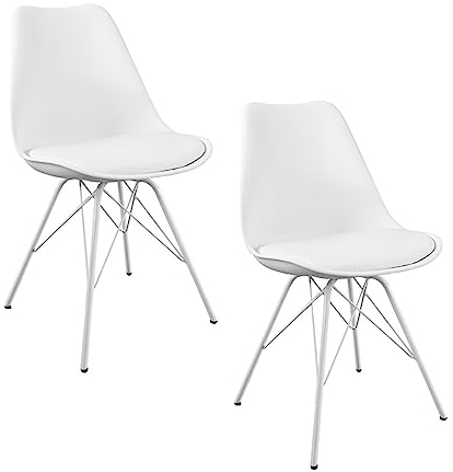 Invicta Interior Retro Stuhl 2er Set Scandinavia weiß Konferenzstuhl Esszimmerstuhl Stuhlset Stühle