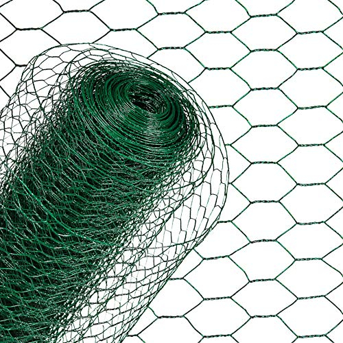 ESTEXO Sechseckgeflecht Gartenzaun Drahtzaun 25 mm Maschenweite Gitterzaun Kaninchendraht Drahtgitter Volierendraht Hasendraht Kaninchendraht Drahtgeflecht verzinkt und beschichtet Grün (1,20 x 25 m)