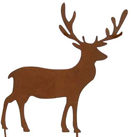 ETC dekorativer Deko-Stecker Blumen-Stecker Pick Hirsch Metall edelrost