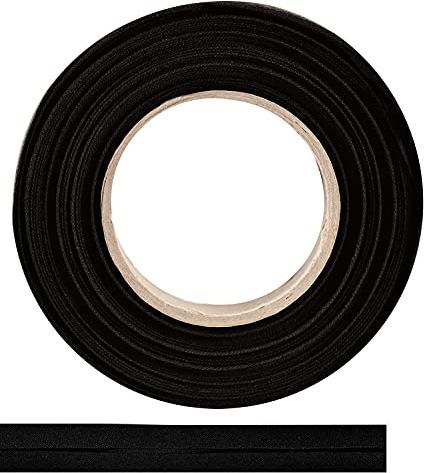 ME:NaMa Schrägband aus 100% Baumwolle - 10 m x 18 mm (gefalzt) - Hochwertiges Einfassband, Baumwollband, Schrägband - Ideal zum DIY-Nähen - In Belgien hergestellt, auf Einer Rolle (Schwarz)