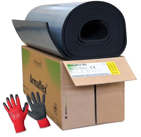 Armaflex Armacell original XG Kautschuk Platten selbstklebend + rote Handschuhe (schwarz, Isolierstärke 13 mm, 1000 x 8000 mm)