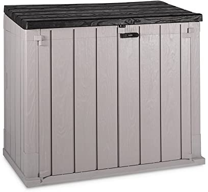 TOOMAX Stora Way Outdoor Tool Box in Recycled Polypropylene with Wood Effect (2770L, Anthracite/Taupe Grey)