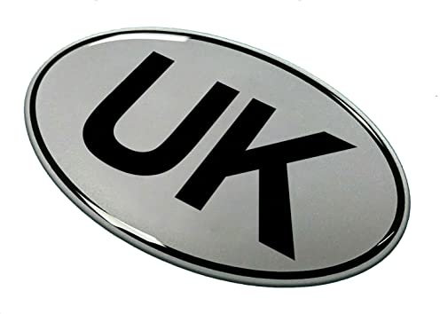 Gelz UK Car Oval Gel Domed Sticker 75mm x 43mm Sticker/Decal - Retro - BLACK on SILVER