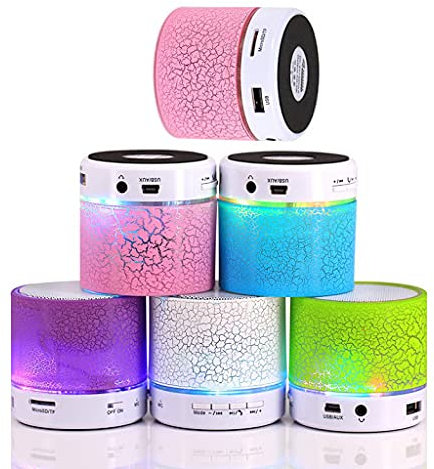 DISOK - Lote 16 Mini Altavoces Bluetooth con luz LED+Radio+USB. Altavoces portátiles, Detalles de Boda, comuniones, Fiestas.