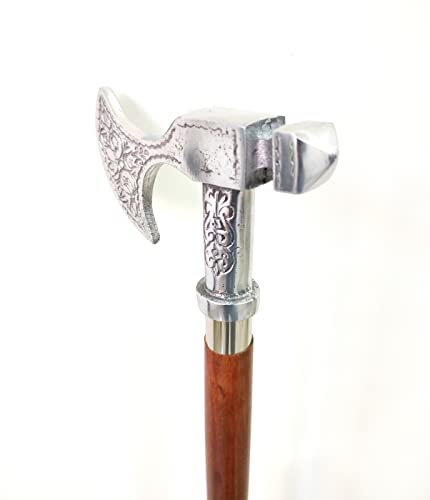 Vimal Nautical Aluminimue Stick Handle for Walking Stick Cane Brass Axe Handle Wooden Walking Cane Gift