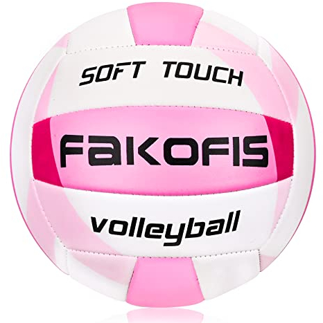 FAKOFIS Beachvolleyball, offizielle Größe 5,weiche Volleyballs für Kinder Erwachsene,Ball für Outdoor Indoor Spiele Rosa