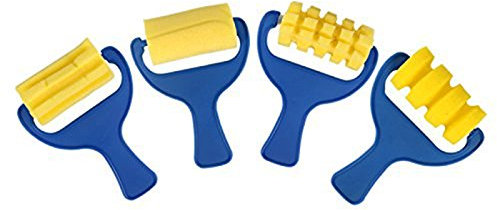 Daweglop Ensemble de 4 Pcs éPonge Peinture Rouleau Brosse Bricolage Enfants Pinceaux de Peinture Enfant Art Artisanat Peinture Outil