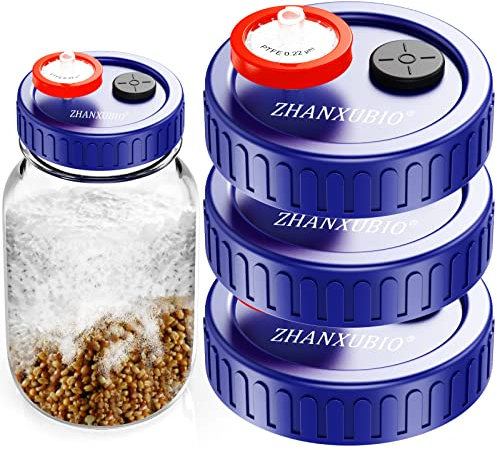ZHANXUBIO Couvercle de culture liquide en plastique de qualité alimentaire avec membrane en PTFE et ports d'injection auto-cicatrisants pour champignons 70 mm,3pcs