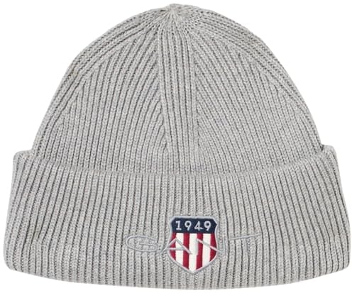 GANT Unisex Archive Shield Cotton Beanie-Mütze, Grey Melange, Einheitsgröße EU