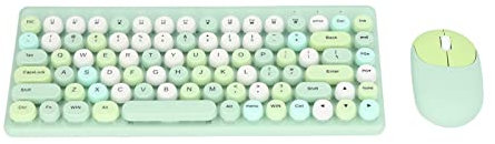 Cuifati Gaming Keyboards Mouse Combo, Mix Color 86 Keys Retro Keyboard, 1200DPI Gaming Keyboard Wireless, with Mini Mouse/2.4G Wireless Receiver (Green)
