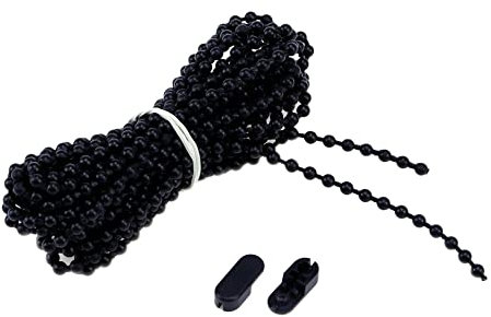 Tighall Kunststoff-Jalousien, Perlenkette, Jalousien, Rollo, Kupplungshalterung, Perlenkette, Reparatur-Set (5 m, schwarz)