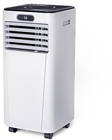 RELAX4LIFE 4 in 1 Climatizzatore a Freddo Portatile con Deumidificatore, Telecomando, Raffreddamento, Ventilatore, e Modalità Notturna, Blocco Bambini e Timer (9000 BTU, NERO CERCHIO)