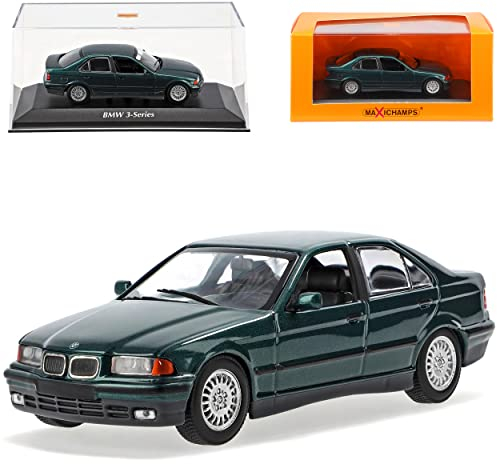 alles-meine.de GmbH B*M*W 3er E36 Limousine Dunkel Grün Metallic 1990-2000 1/43 Minichamps Maxichamps Modell Auto mit individiuellem Wunschkennzeichen
