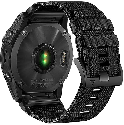 Abanen Verbessertes 22 mm Nylon-Uhrenarmband für Garmin Fenix 7 / Fenix 6 / Fenix 5 / Epix 2, verstellbares gewebtes Nylon-Gurtband, Sport-Armband mit Edelstahl-Verschluss für Forerunner 955, MARQ