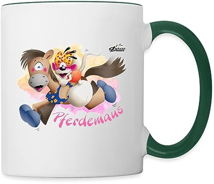 Spreadshirt Diddl Loupsily Und Diddlina Auf Tour Tasse Zweifarbig, One size, Weiß/Dunkelgrün