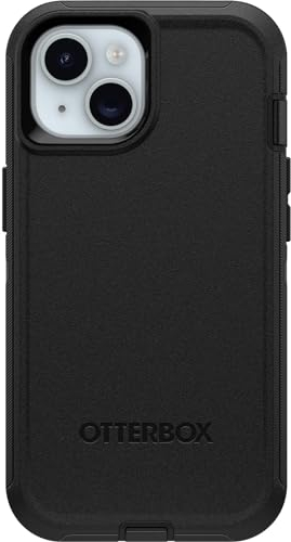 OtterBox Defender Case for iPhone 16e, 15, 14, 13, Shockproof, Drop Proof, Ultra-Rugged, Protective Case, 5x Tested to Military Standard, Black, No Retail Packaging