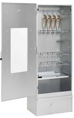 ZEYUAN Räucherofen mit Holzspänen 44,5x29x110 cm Verzinkter Stahl, Smoker, Tischräucherofen, Räucherschrank, Reifeschrank, Kaltrauchgenerator, Räucherschnecke, Räucherhaken 364743