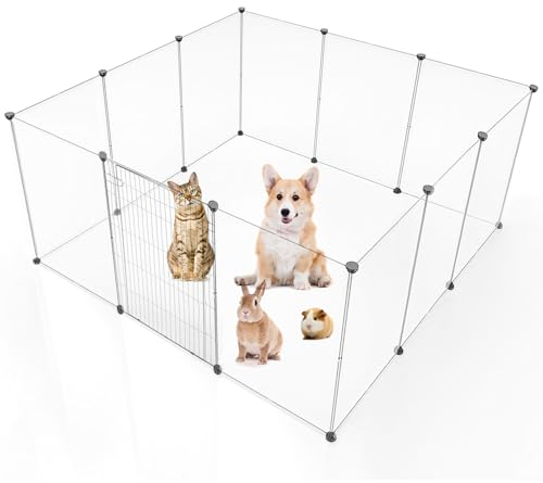 BRIAN & DANY Kleintiergehege, Laufstall Kleintiere Gehege für Kleintiere, Freigehege für Kaninchen, Welpe, Meerschweinchen - 12 Platten 180 x 90 x 75 cm