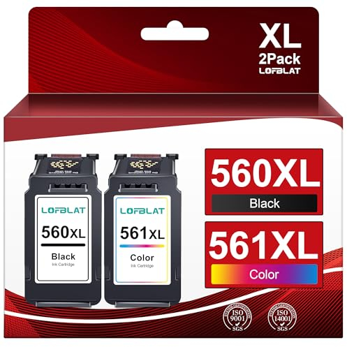 LOFBLAT 560 561 Druckerpatronen XL PG-560XL CL-561XL Multipack Ersatz für Canon Patronen 560 560 PG 560 XL schwarz CL 561 XL für Canon Pixma TS5350 TS5351 TS5352 TS5353 TS7451 TS7450 Drucker, 2 Pack