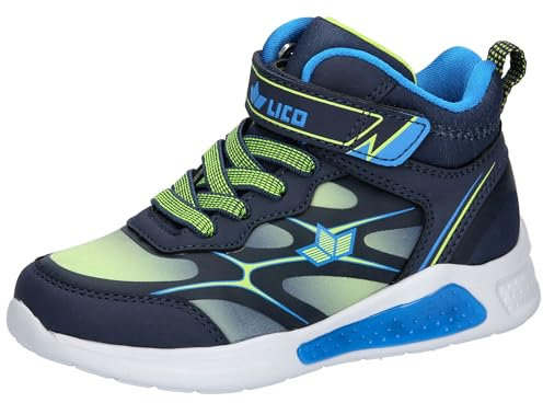 Lico Jungen Sneaker Freizeitstiefel Blinky Boy, Marine/blau/Lemon, 33 EU