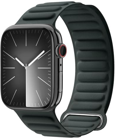 Recycled FineWoven Magnetic Link Straps for Apple Watch Straps 38mm 40mm 41mm 42mm 44mm 45mm 49mm Magnetic Link Band for iWatch Ultra Ultra2 Series 9 8 7 6 5 4 3 SE SE 2 Women Men(42/44/45/49mm,Green)