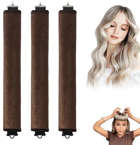 Miioto Heatless Curls Band, 3 Stücke Weich Samt Heatless Curls Band, Hair Curler No Heat, Overnight Curls, Locken Ohne Hitze für Lange Kurze Haare, Glattes Oder Lockiges Haar (Braun)