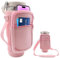 for Stanley Iceflow Flip Straw Tumbler 30 oz, Water Bottle Cup Holder Cover Carrier Sling Bag with Strap, Pouch Pocket for Phone / Accessories, add Handle for Stanley Flip Straw, Neoprene (Pink)