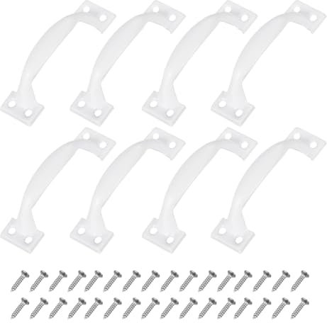 sourcing map 8pcs 3 Inches Gate Handle Metal Vintage Door Drawer Pulls Vintage Furniture Handles with Screw for Kitchen Cupboard Closet Door White