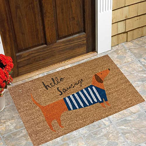 JAXICH Welcome Door Mat Indoor Door Mat Floor Mat Outdoor Mats for Front Door Easy Clean Natural Coir hello sausage Entrance Doormat for Indoor, Outdoor, Entry, Patio Decor Teacher Gifts Deals