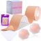ZUOQIANG Boob Tape, 5m x 5cm Seno, Alza Seno Adesivo, A-E Tape Seno, Reggiseno Adesivo Seno Grande, 2 Paracapezzoli Invisibili + 36 Toppe Anti Scivolo + 2 Toppe di Prova, Adatto a Tutte Occasioni